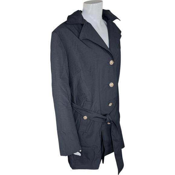 Dennis Basso Regular Water Resistant Trench Coat with Hood Black XL Petite NWOT - Picture 11 of 14